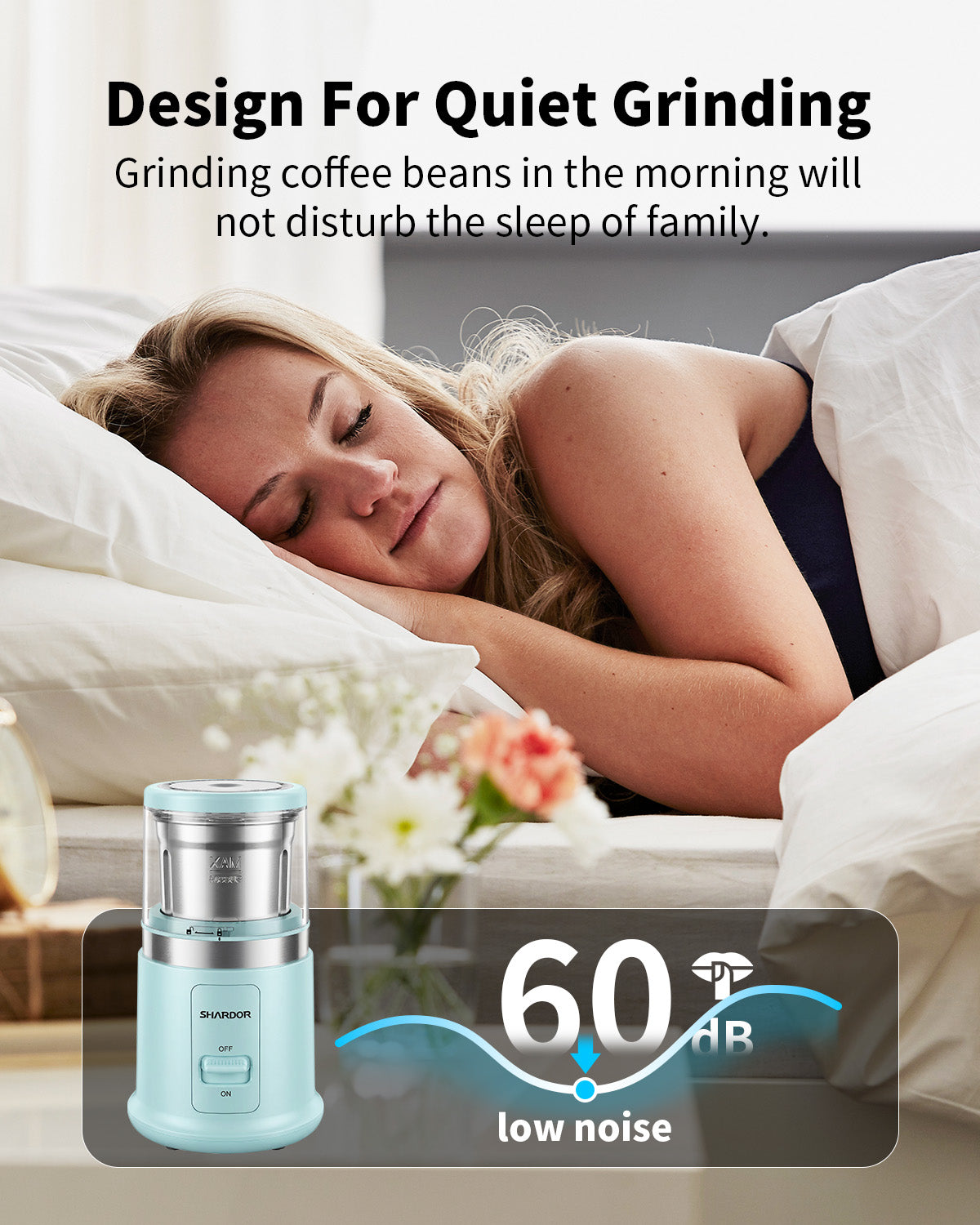 SHARDOR Coffee Blade Grinder with Finger press Blue