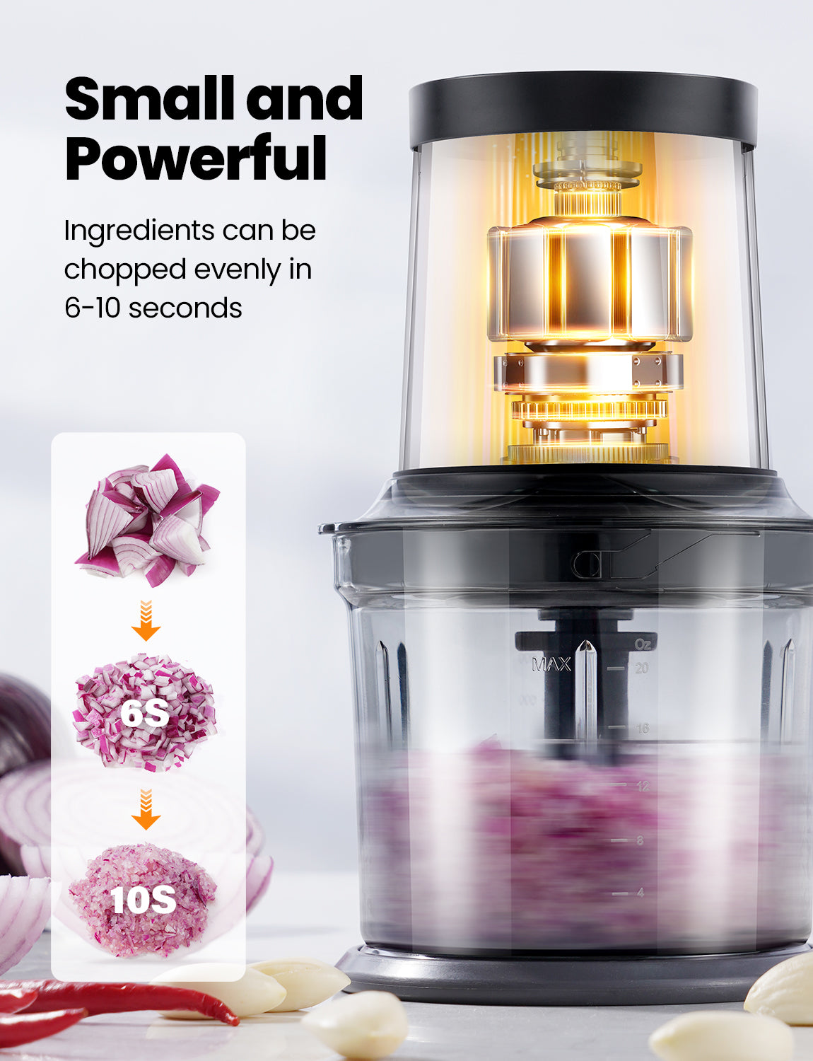 TWOMEOW Electric Food Chopper with Dual 4-Cup Bowls for Meat, Veggies & Baby Food