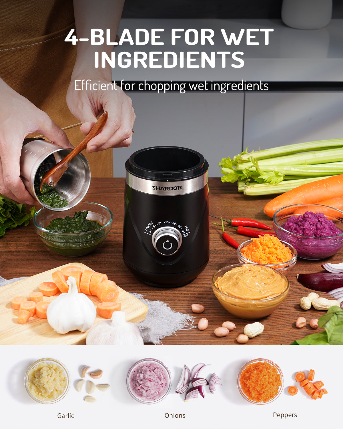 SHARDOR® Coffee Blade Grinder with Manual adjustment knob Black 2 Cup