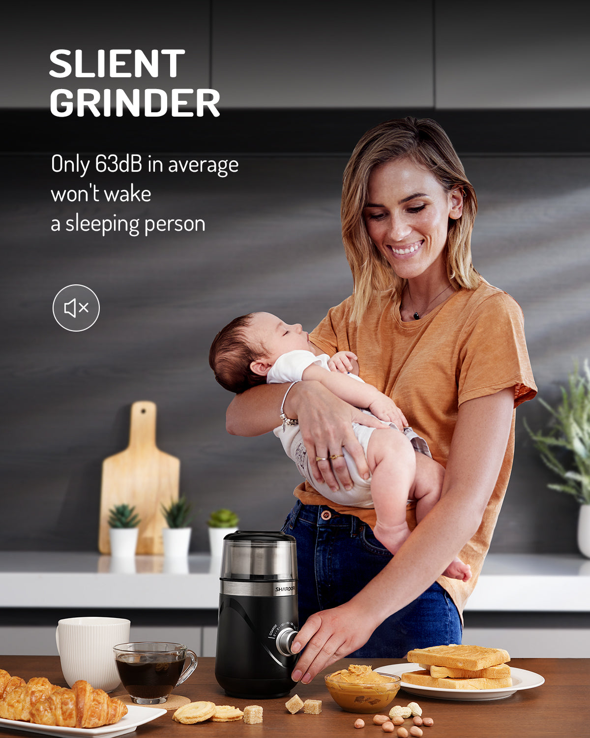 SHARDOR® Coffee Blade Grinder with Manual adjustment knob Black 2 Cup