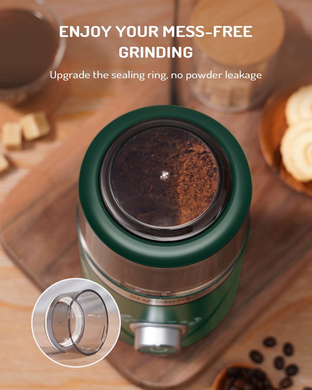 SHARDOR® Coffee Blade Grinder with Manual adjustment knob Green