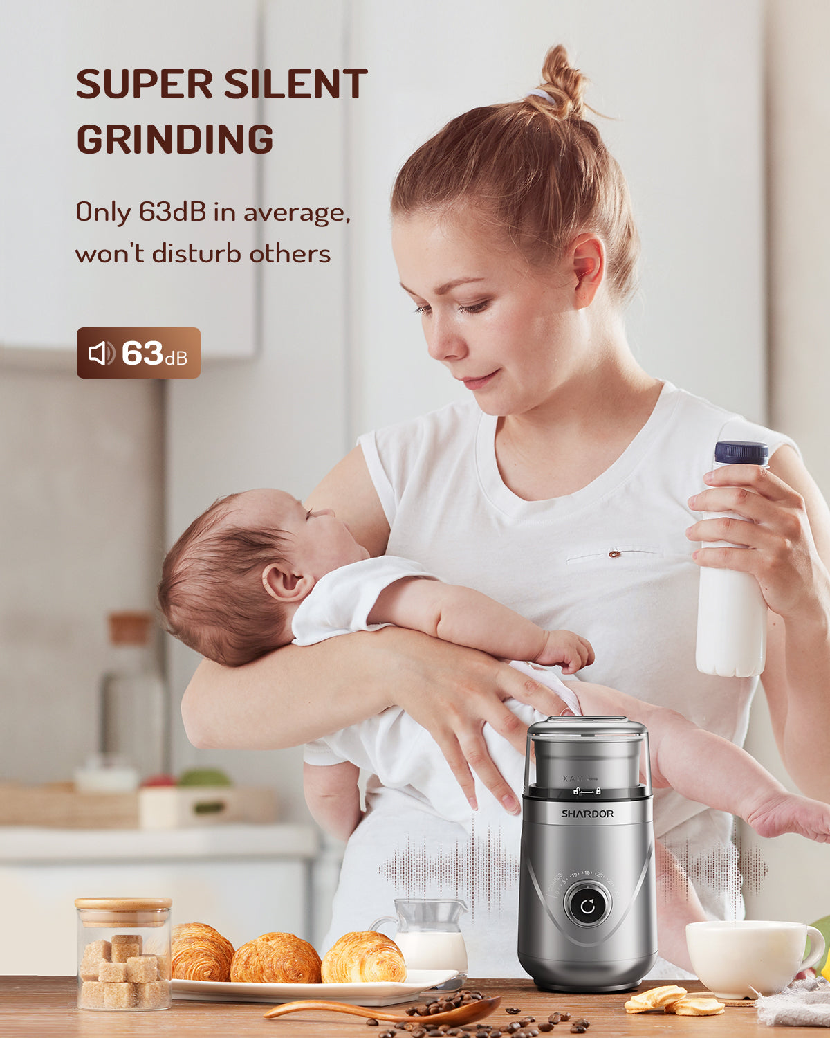 SHARDOR® Coffee Blade Grinder with Manual adjustment knob Silver