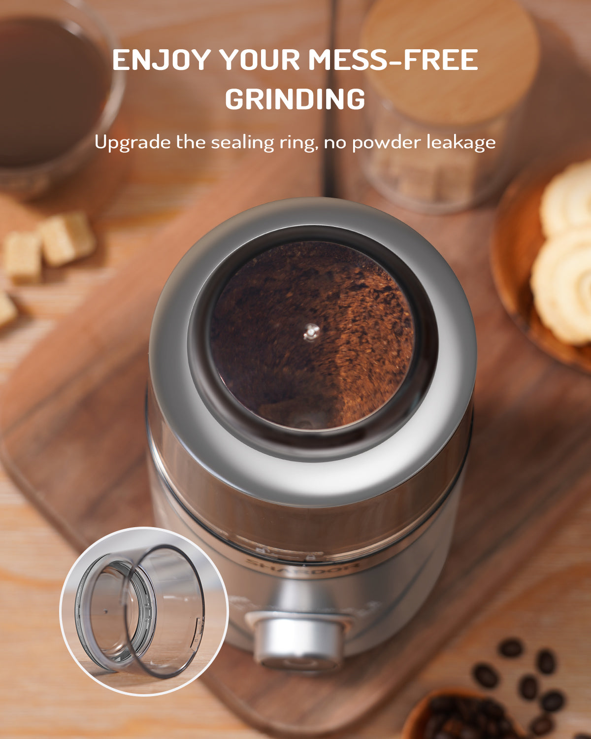SHARDOR® Coffee Blade Grinder with Manual adjustment knob Silver
