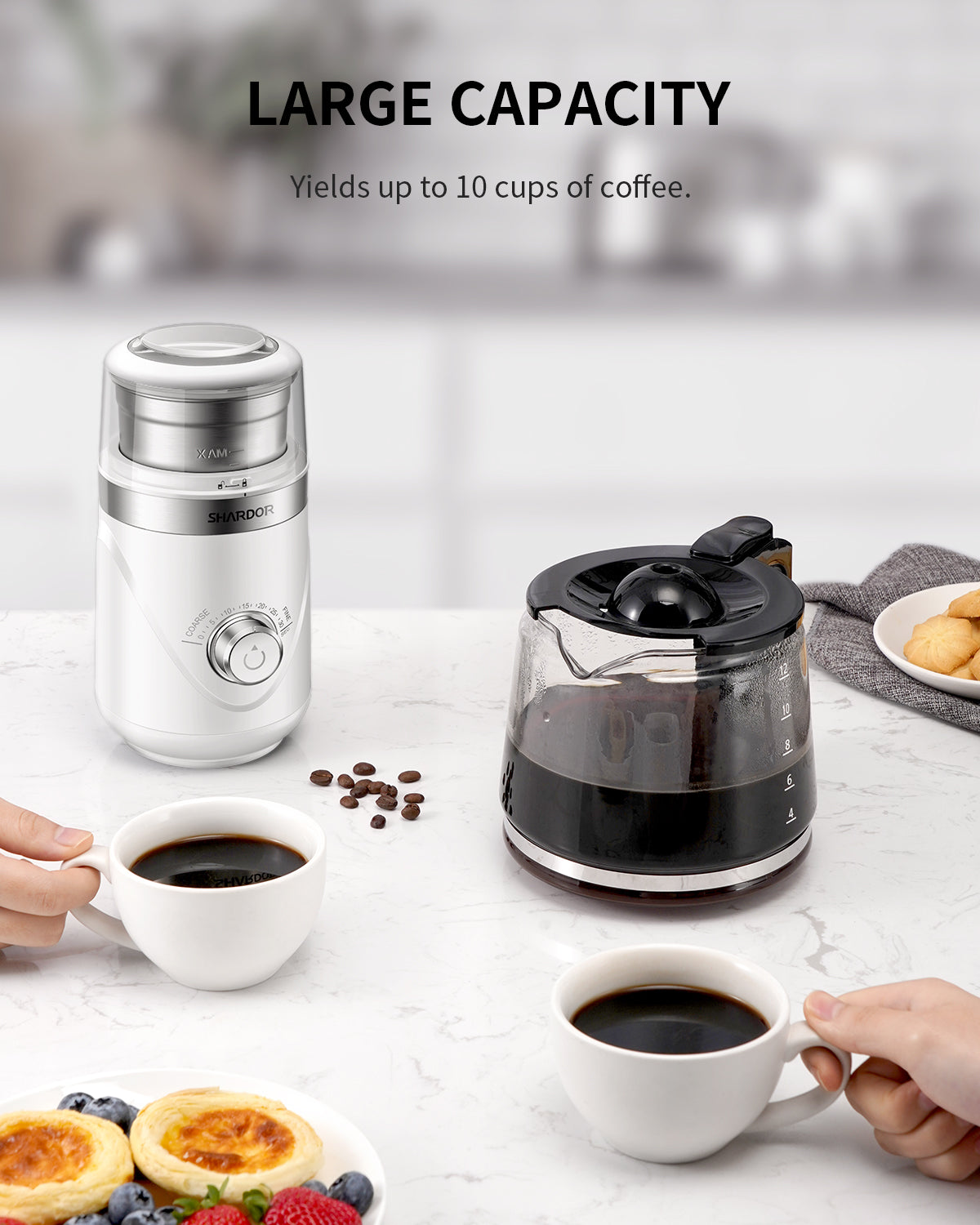 SHARDOR® Coffee Blade Grinder with Manual adjustment knob White