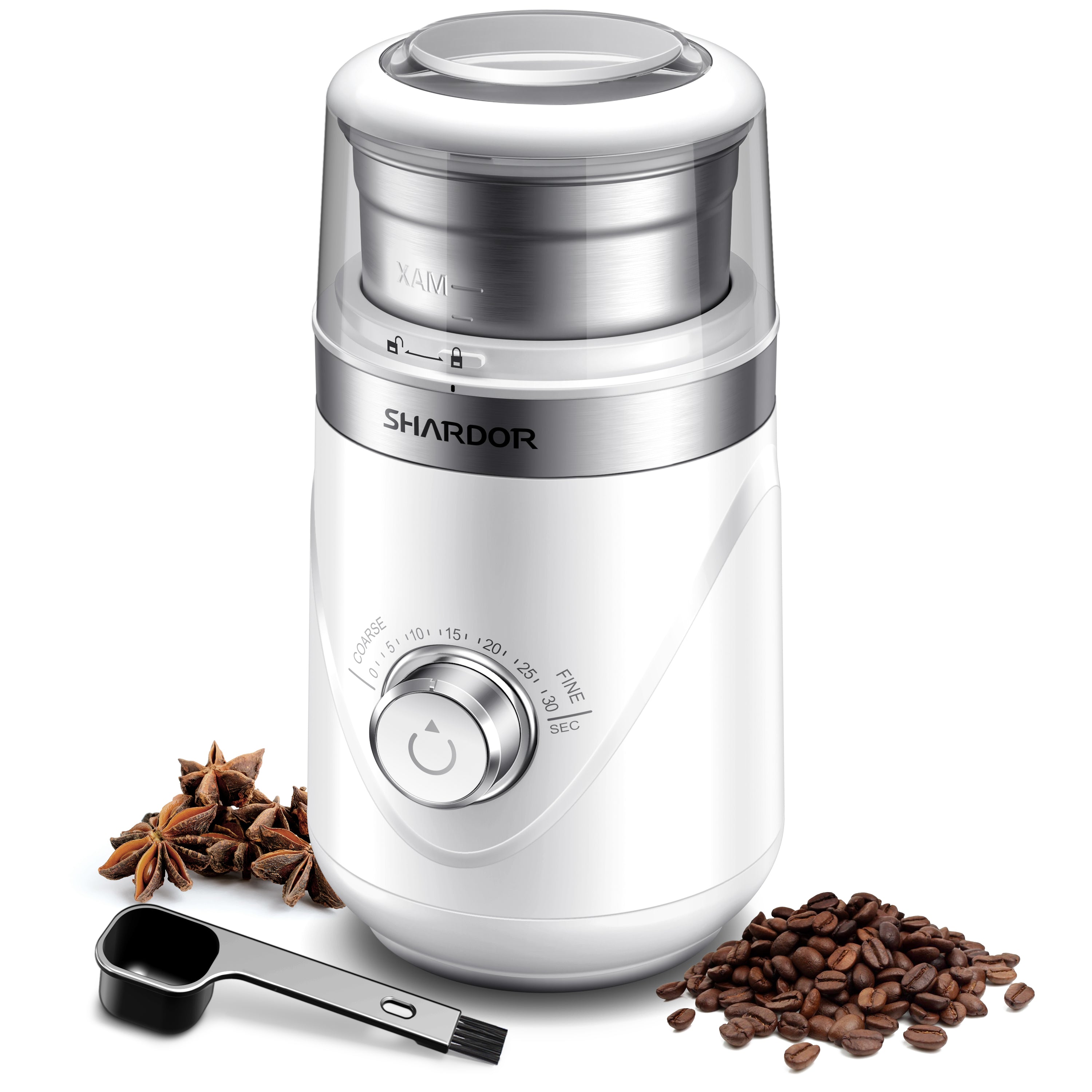 SHARDOR® Coffee Blade Grinder with Manual adjustment knob White