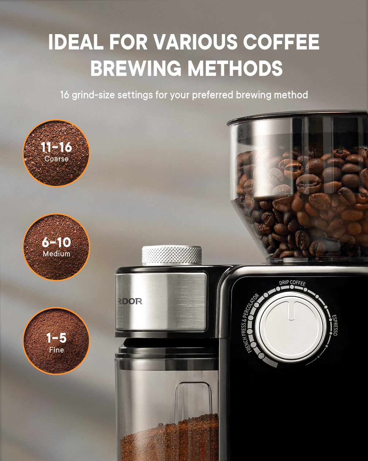 SHARDOR® Coffee Burr Grinder with 16 Precise Grind Setting Black