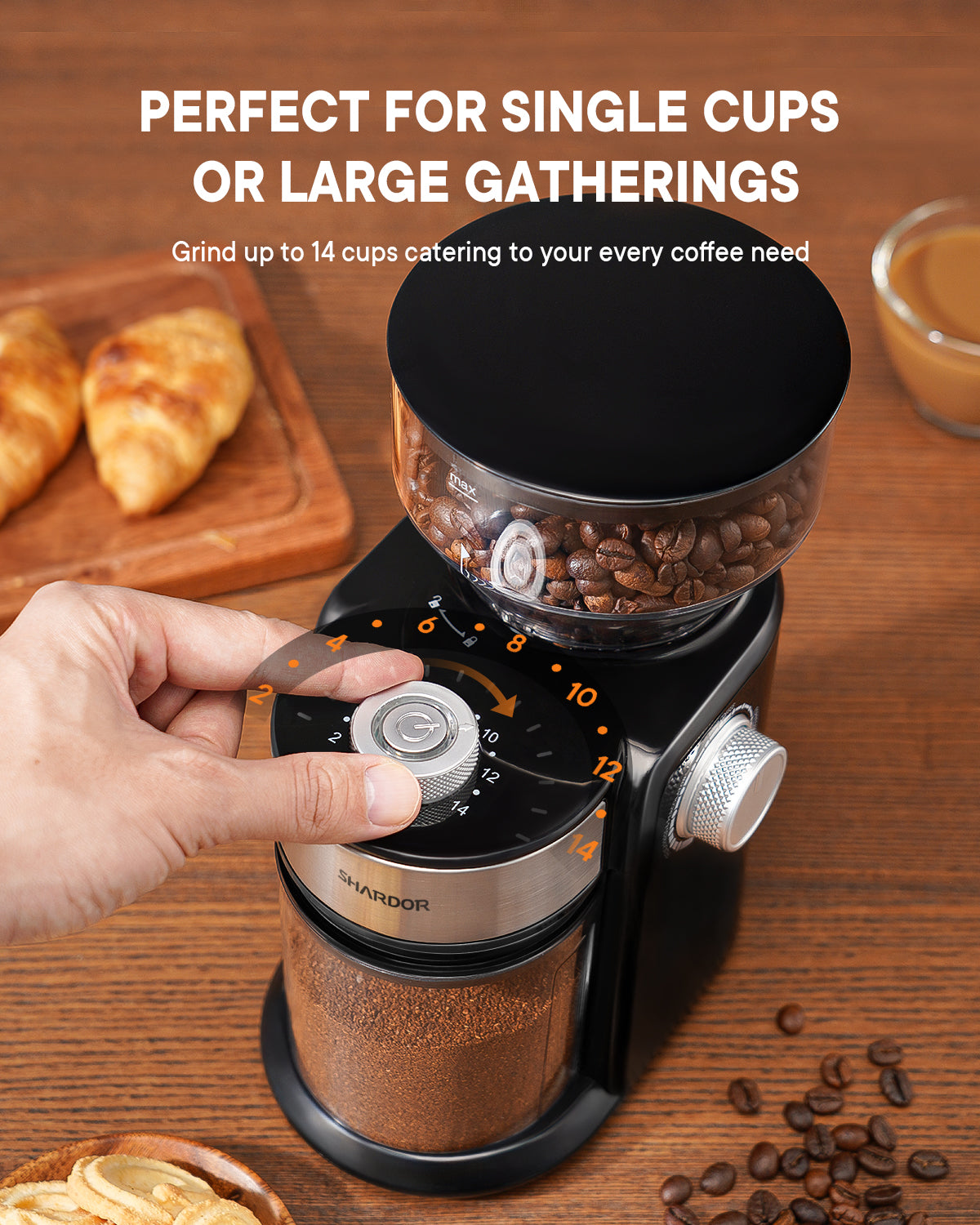 SHARDOR® Coffee Burr Grinder with 16 Precise Grind Setting Black