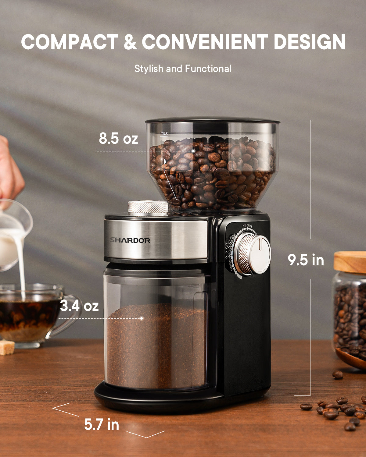 SHARDOR® Coffee Burr Grinder with 16 Precise Grind Setting Black