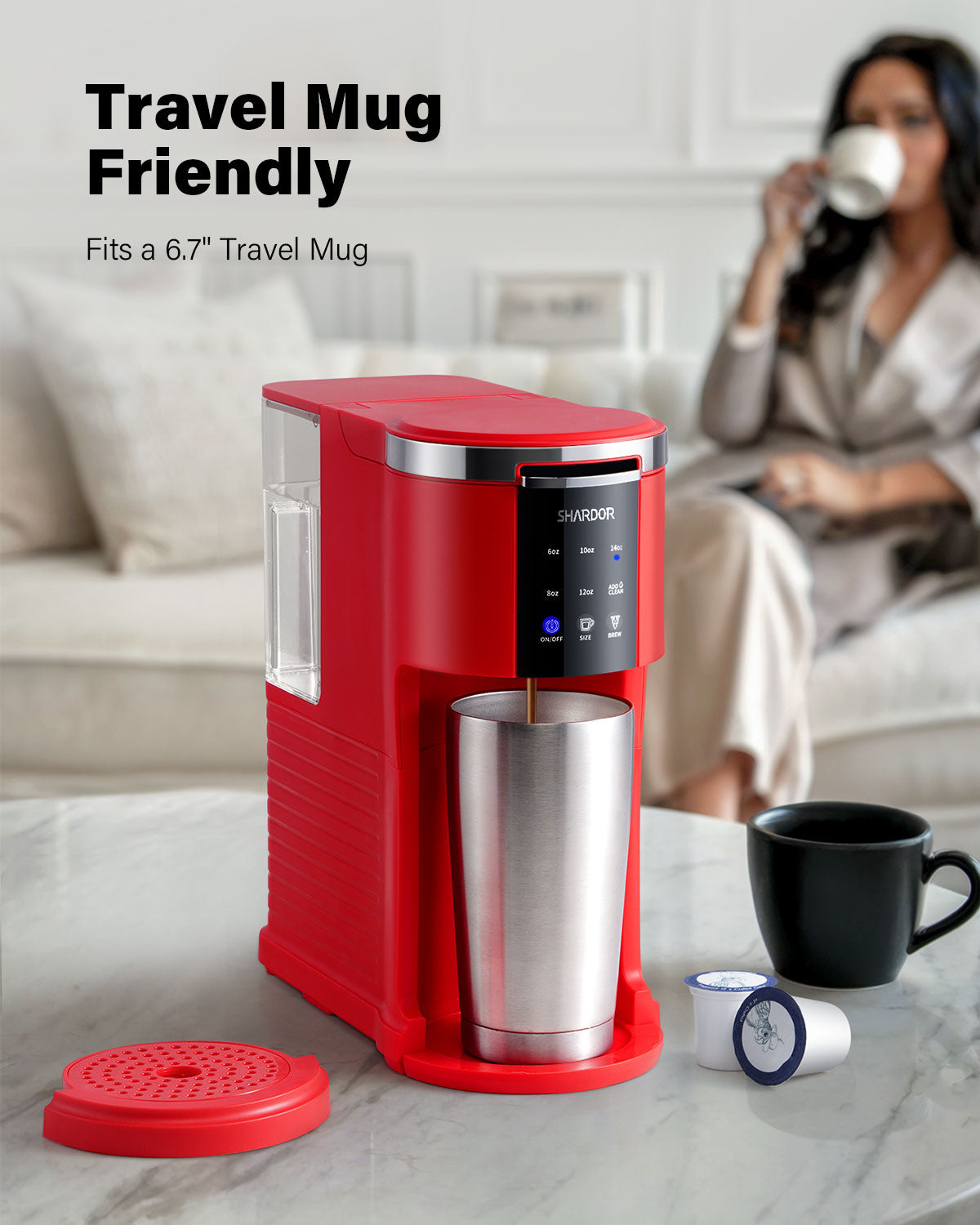 SHARDOR® 3 in 1 Single Serve Coffee Maker for K Cup Pods Red