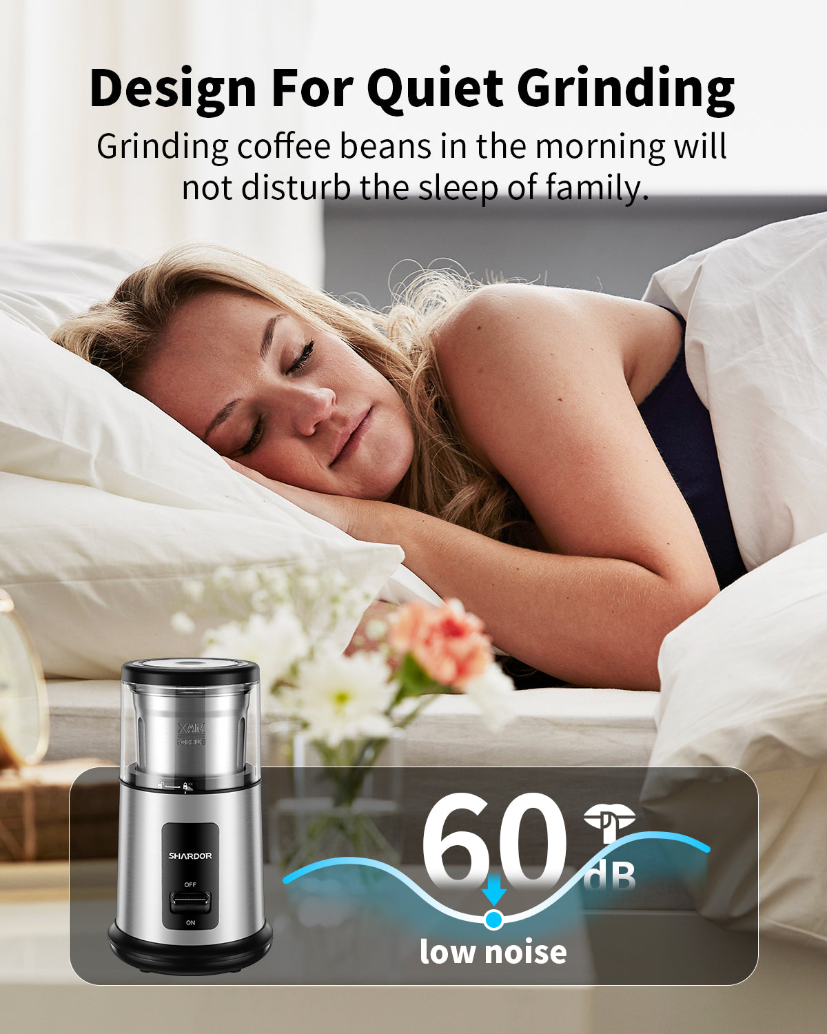 SHARDOR® Coffee Blade Grinder with Finger press Silver