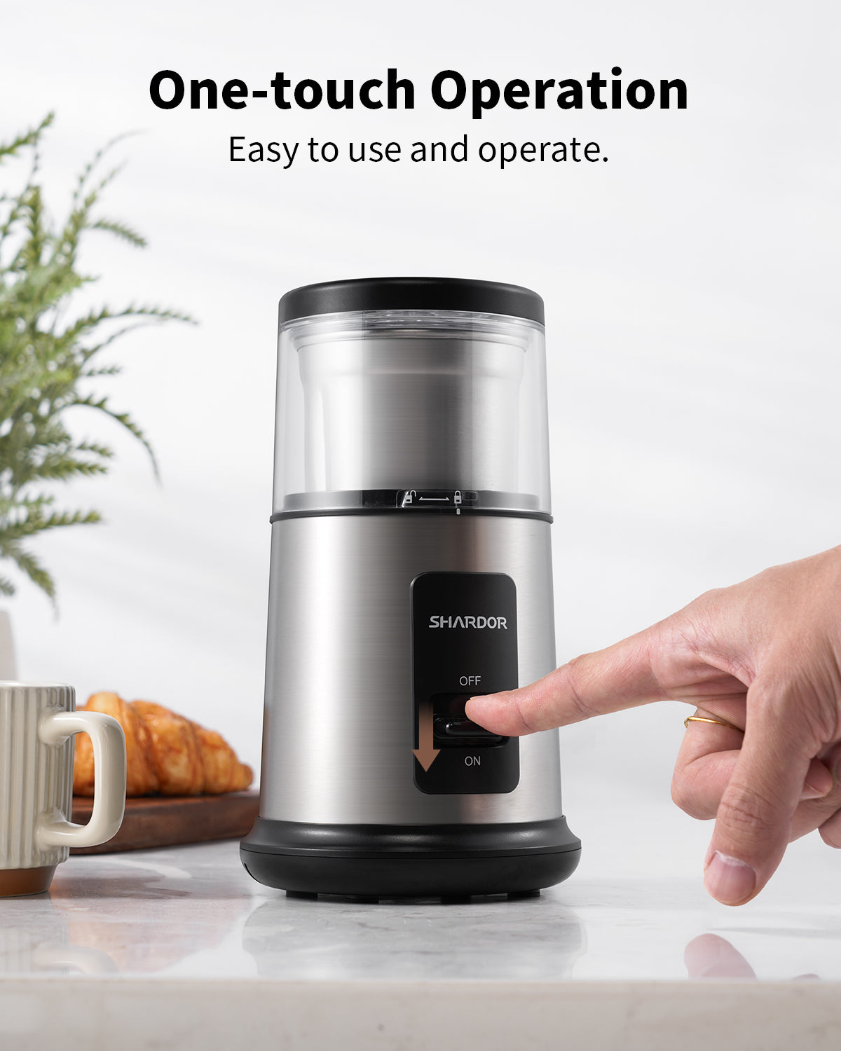 SHARDOR® Coffee Blade Grinder with Finger press Silver