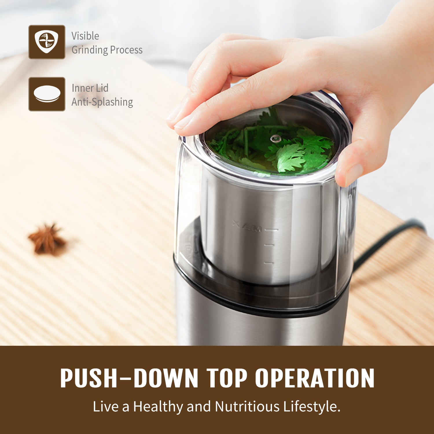 SHARDOR® Coffee Blade Grinder with Custom grinding 2 cup