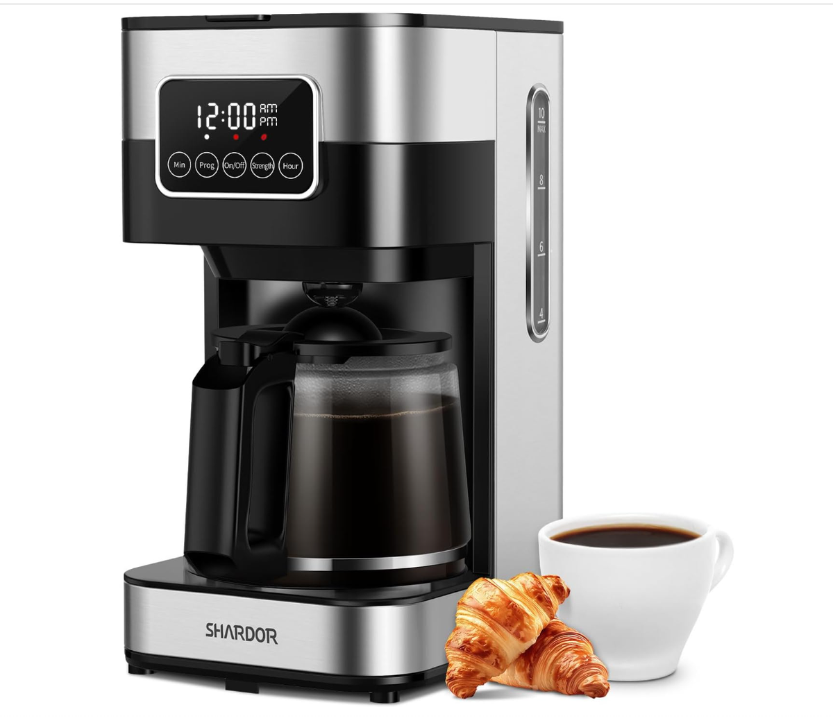 SHARDOR® Drip Coffee Machine with Timer,Silver & Glass Pot