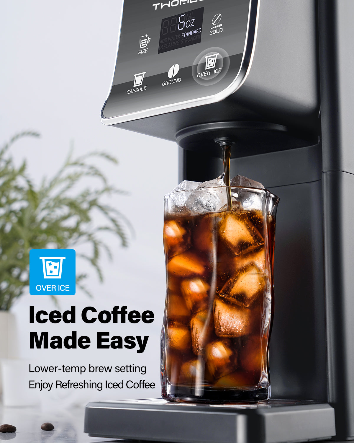TWOMEOW K Cup Coffee Maker With Bold Setting Gray