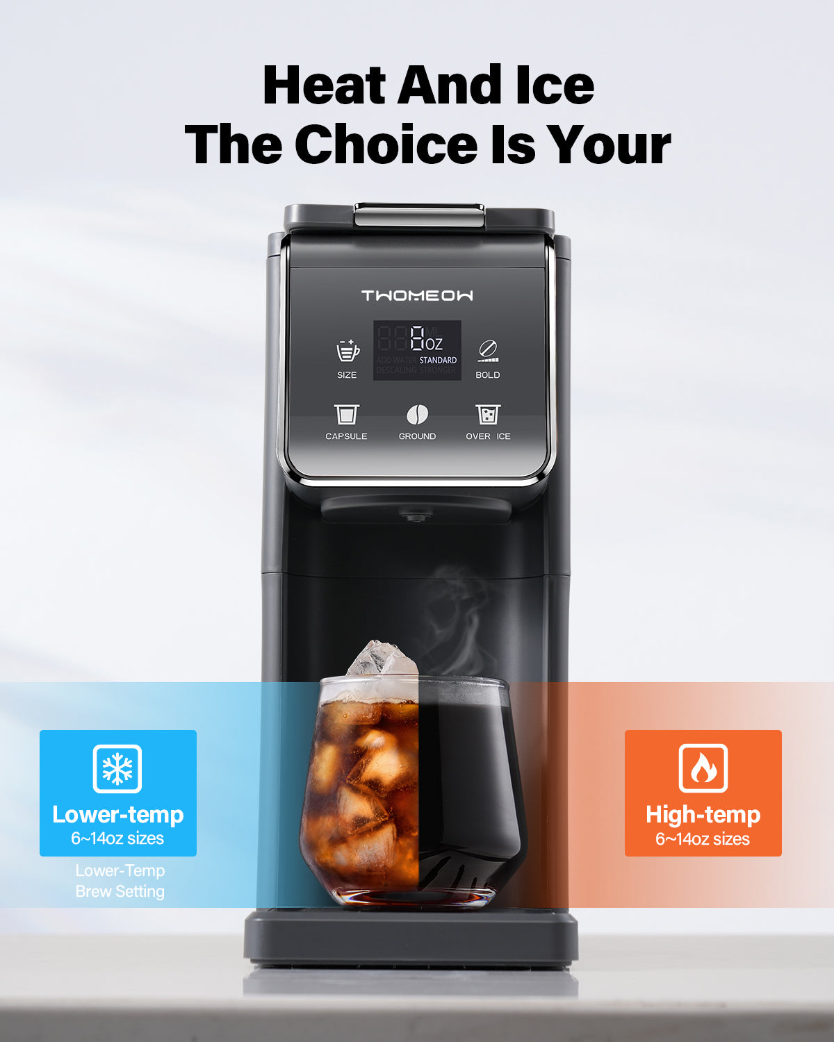 TWOMEOW K Cup Coffee Maker With Bold Setting Gray