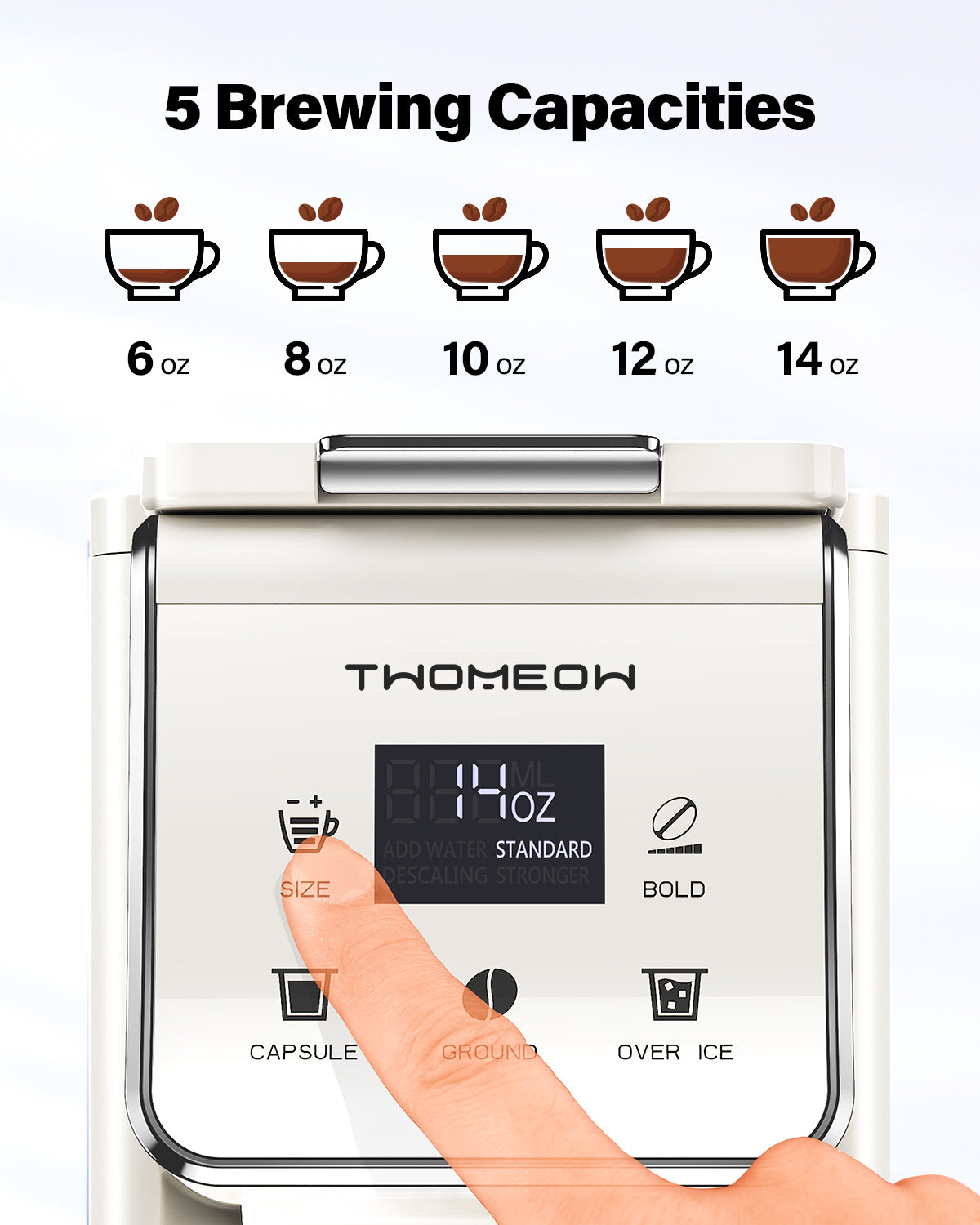 TWOMEOW K Cup Coffee Maker With Bold Setting White