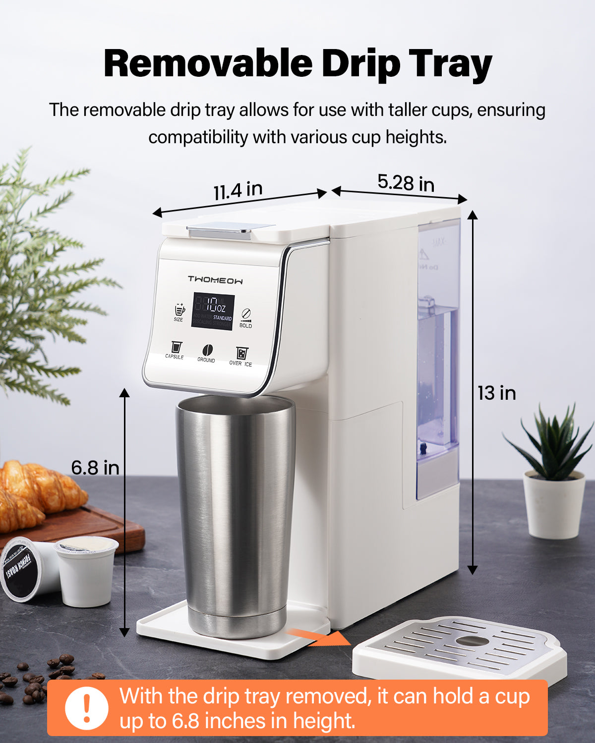 TWOMEOW K Cup Coffee Maker With Bold Setting White