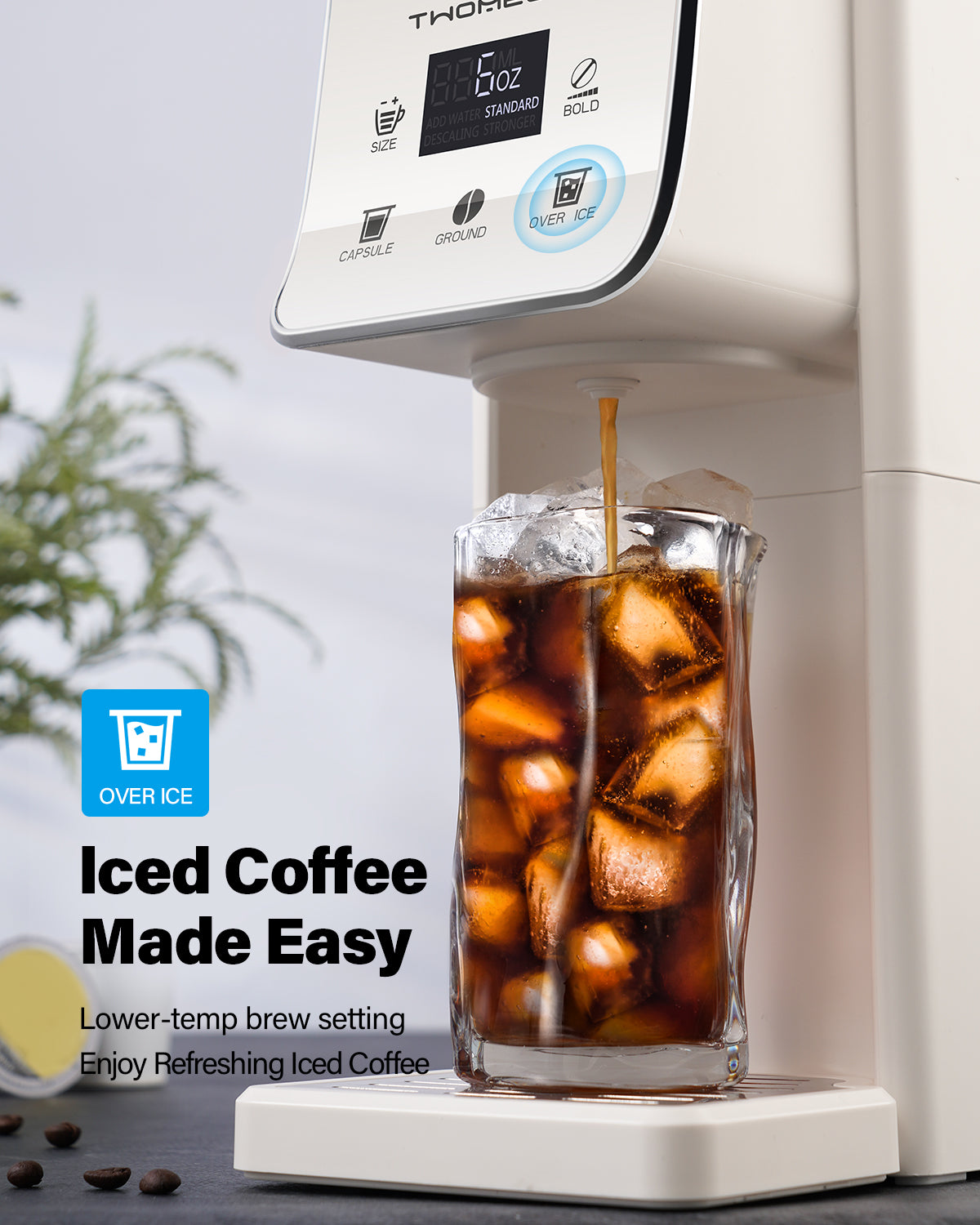 TWOMEOW K Cup Coffee Maker With Bold Setting White