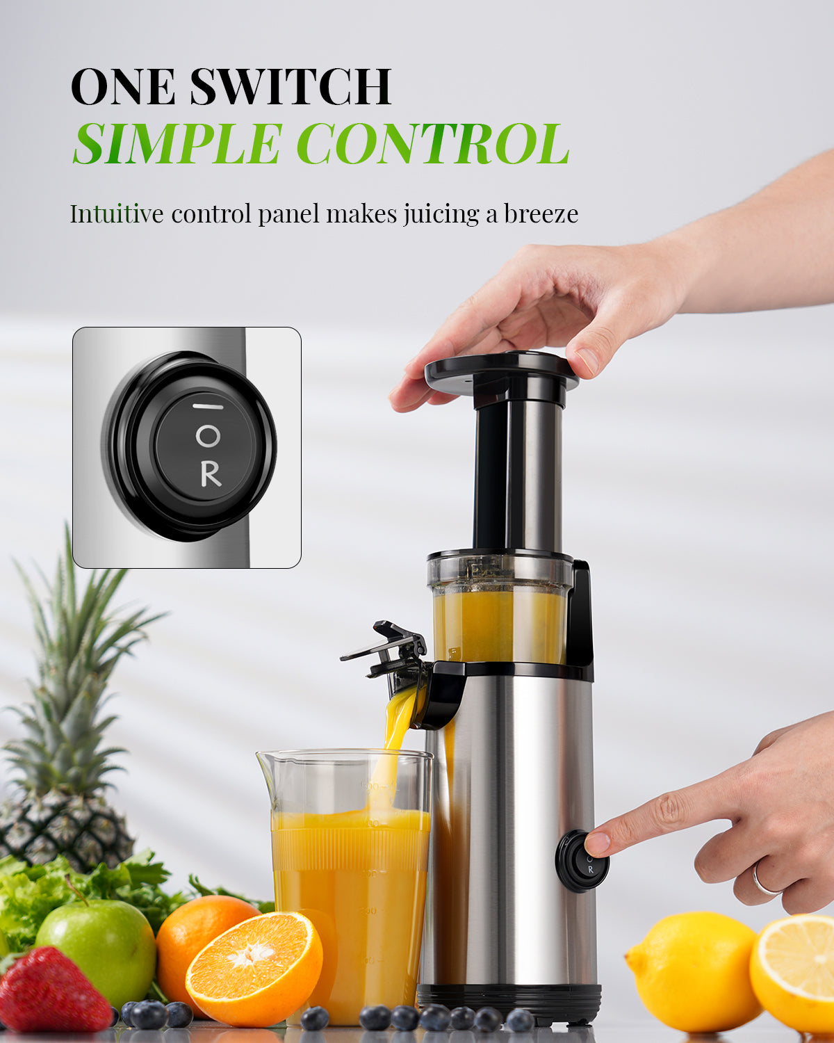KIDISLE Small Juice Maker for Fruit and Vegetable Reverse Function 600ml Cup Brush