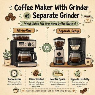 Coffee maker with grinder vs separate grinder home coffee setup comparison