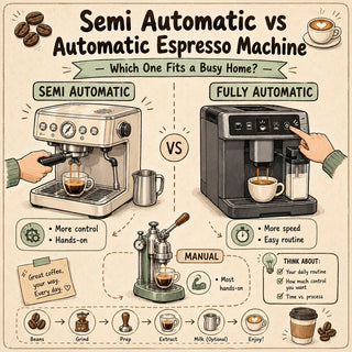Automatic Espresso Machine: Which One Fits a Busy Home?” 上方或网站后台的 Featured Image 位置 Semi automatic vs automatic espresso machine comparison