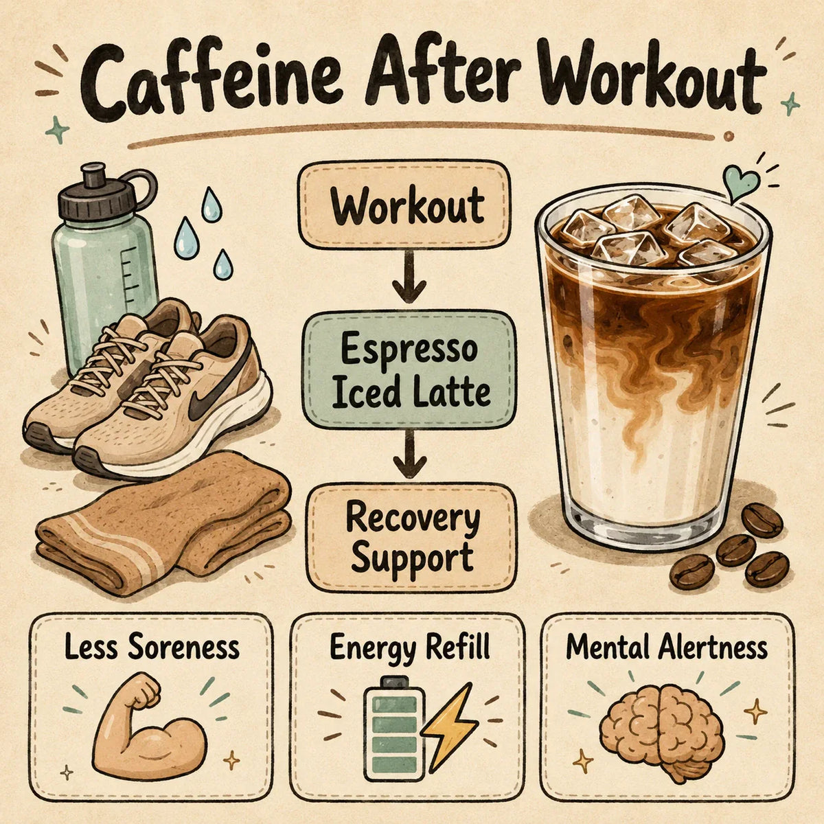 Espresso machine iced latte post workout drink