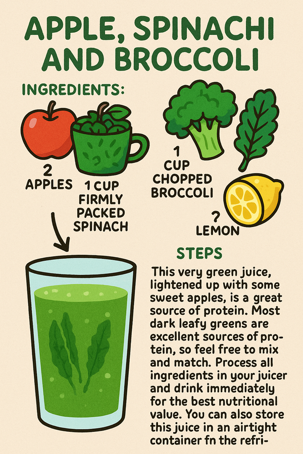 Apple, Spinach, and Broccoli Juice