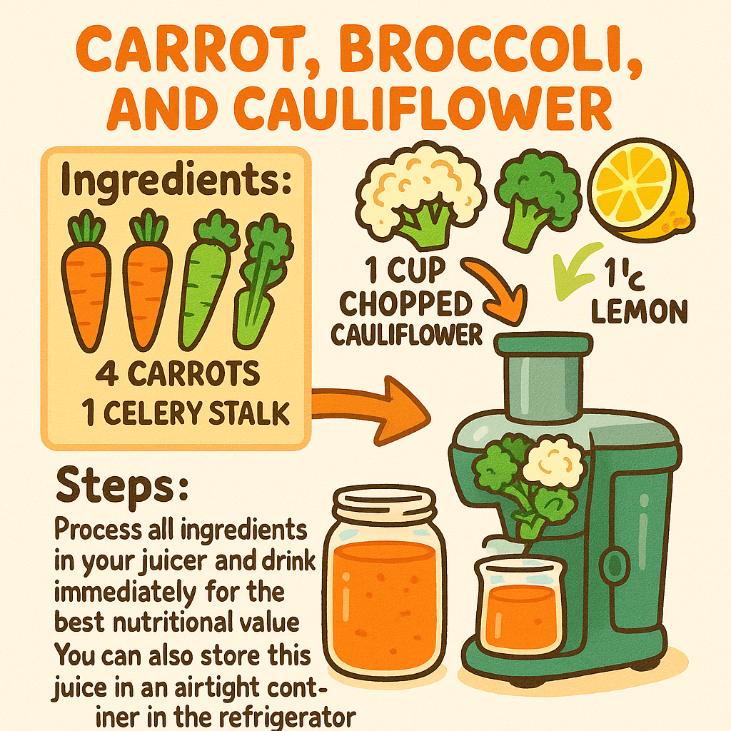 Carrot, Broccoli, and Cauliflower Juice: A Nutritious Boost for Your Day