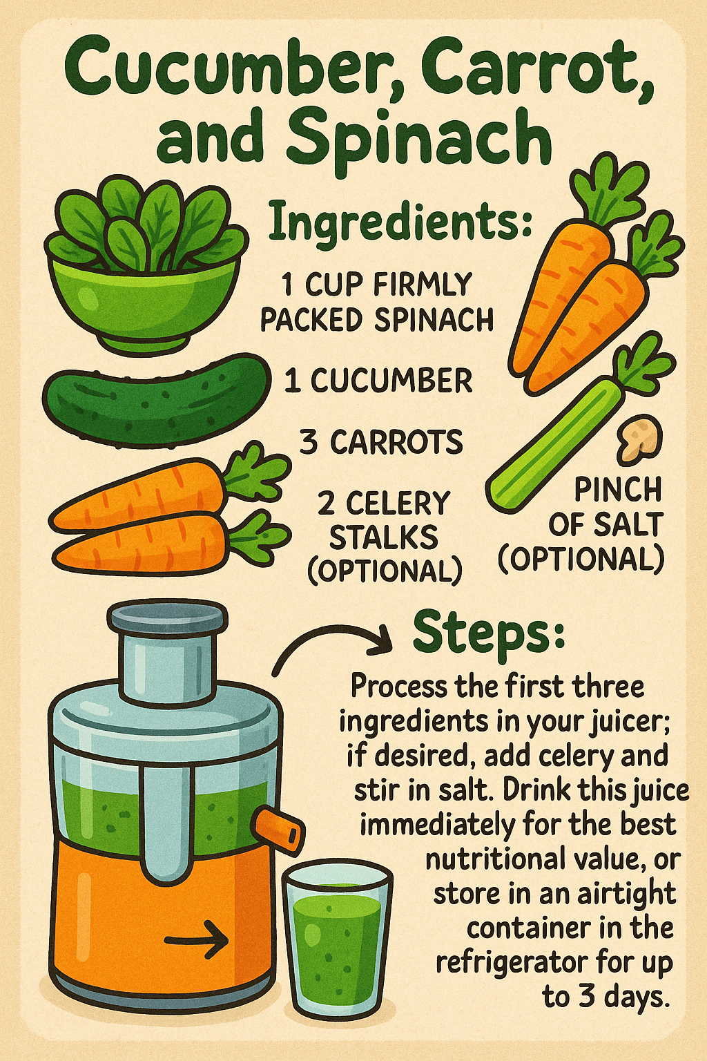  Spinach, Cucumber, and Carrot Juice