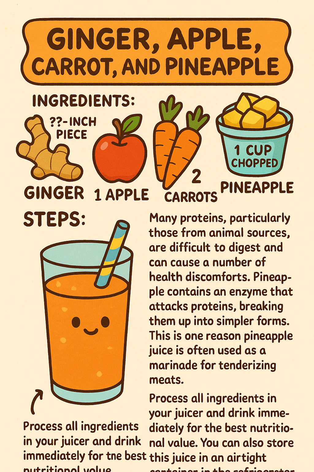 Carrot, Pineapple, Apple & Ginger Juice