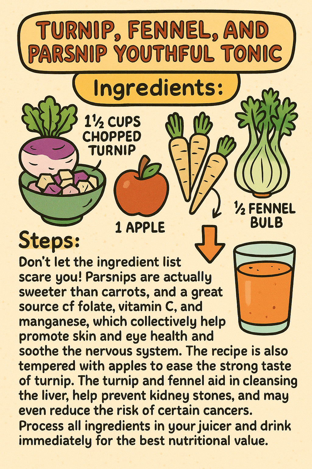 Turnip, Fennel, and Parsnip Youthful Tonic