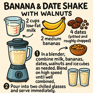 banana & date shake with walnuts
