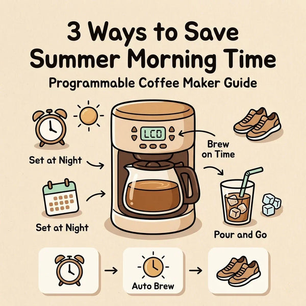 Programmable coffee maker saving time on summer mornings