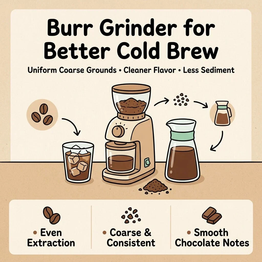 Burr grinder for consistent cold brew with coarse coffee grounds