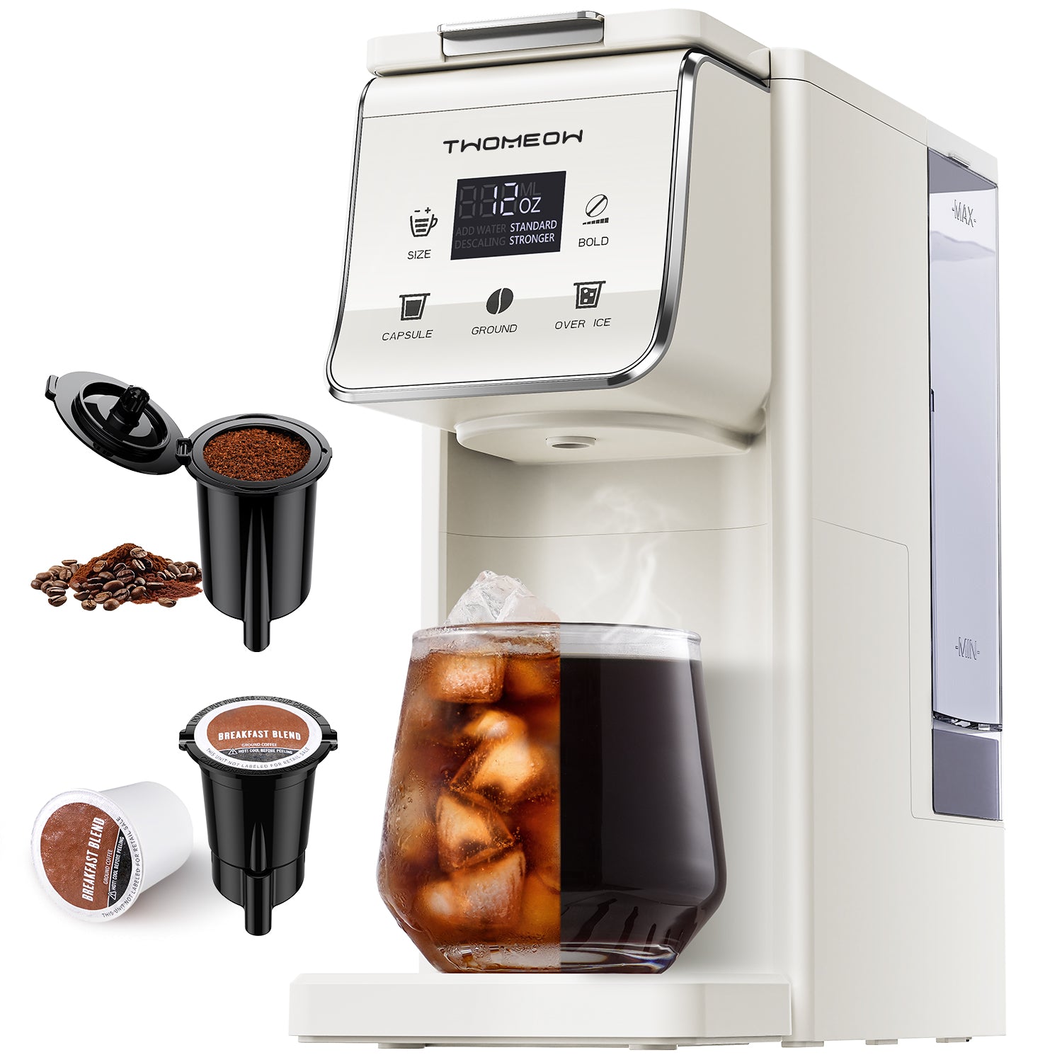 TWOMEOW K Cup Coffee Maker With Bold Setting White