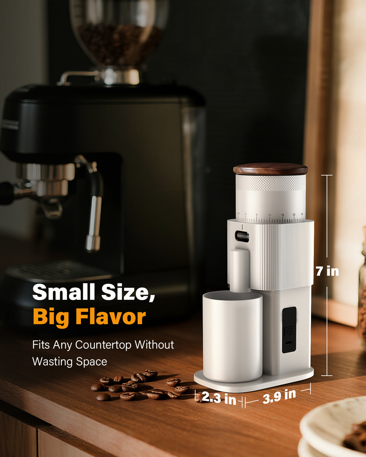 SHARDOR® Coffee Burr Grinder Professional with  All-Metal Single-Dose Coffee Grinder – Quiet DC Motor-White