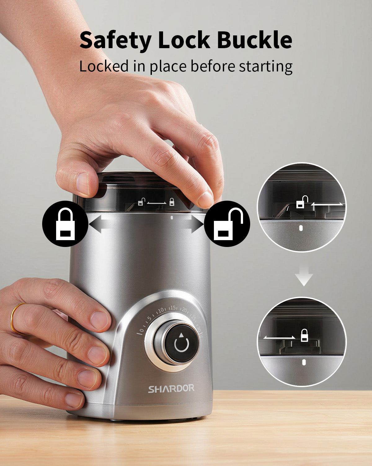 SHARDOR Coffee Blade Grinder with  Super Silent Blade and Compact-Silver