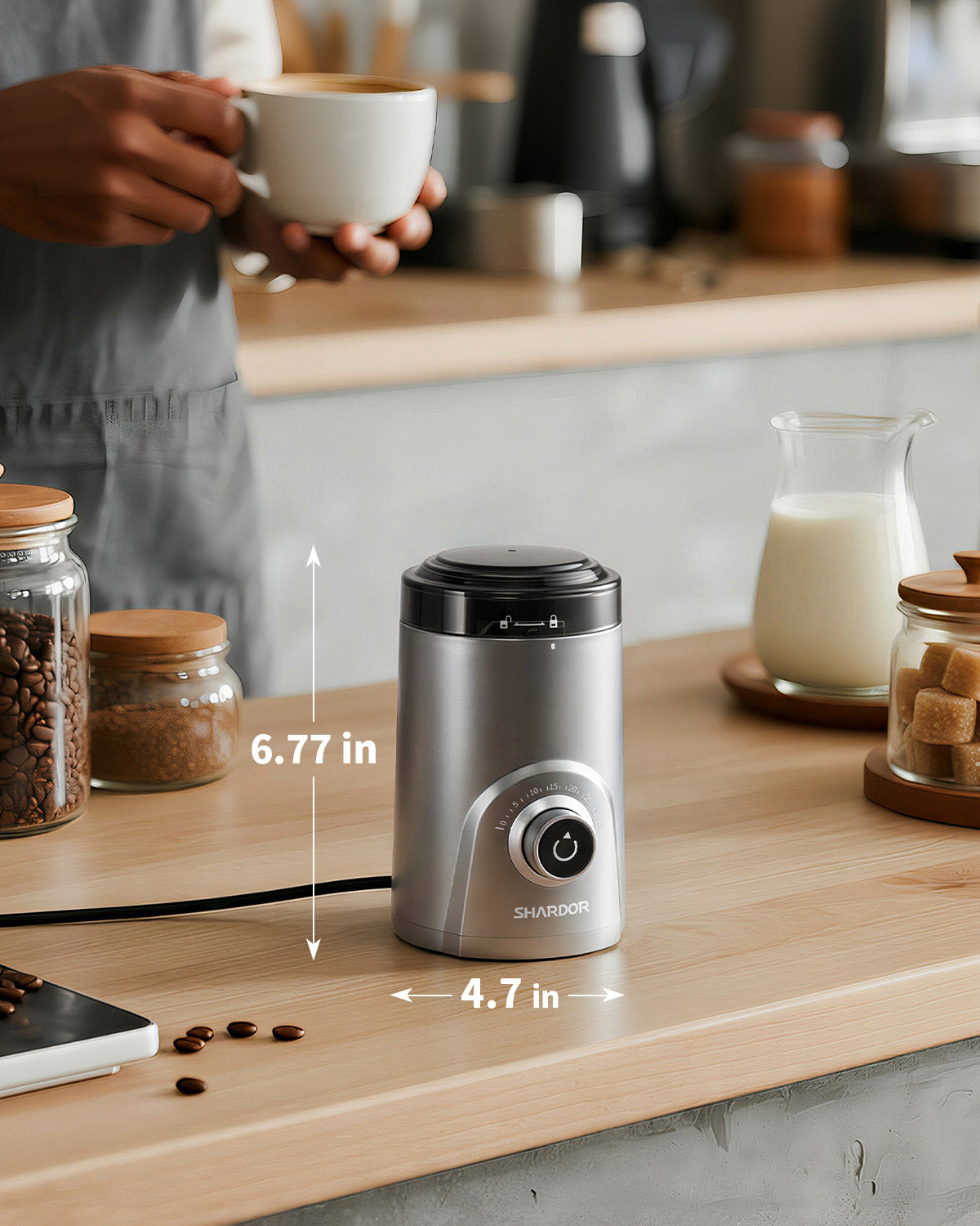 SHARDOR Coffee Blade Grinder with  Super Silent Blade and Compact-Silver