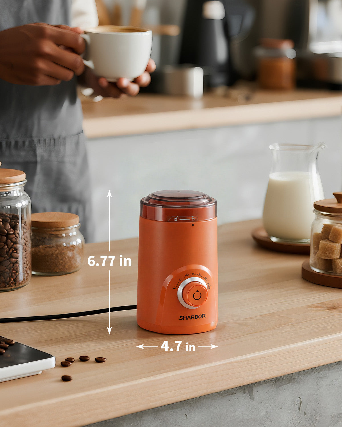 SHARDOR Coffee Blade Grinder with  Super Silent Blade and Compact-Orange