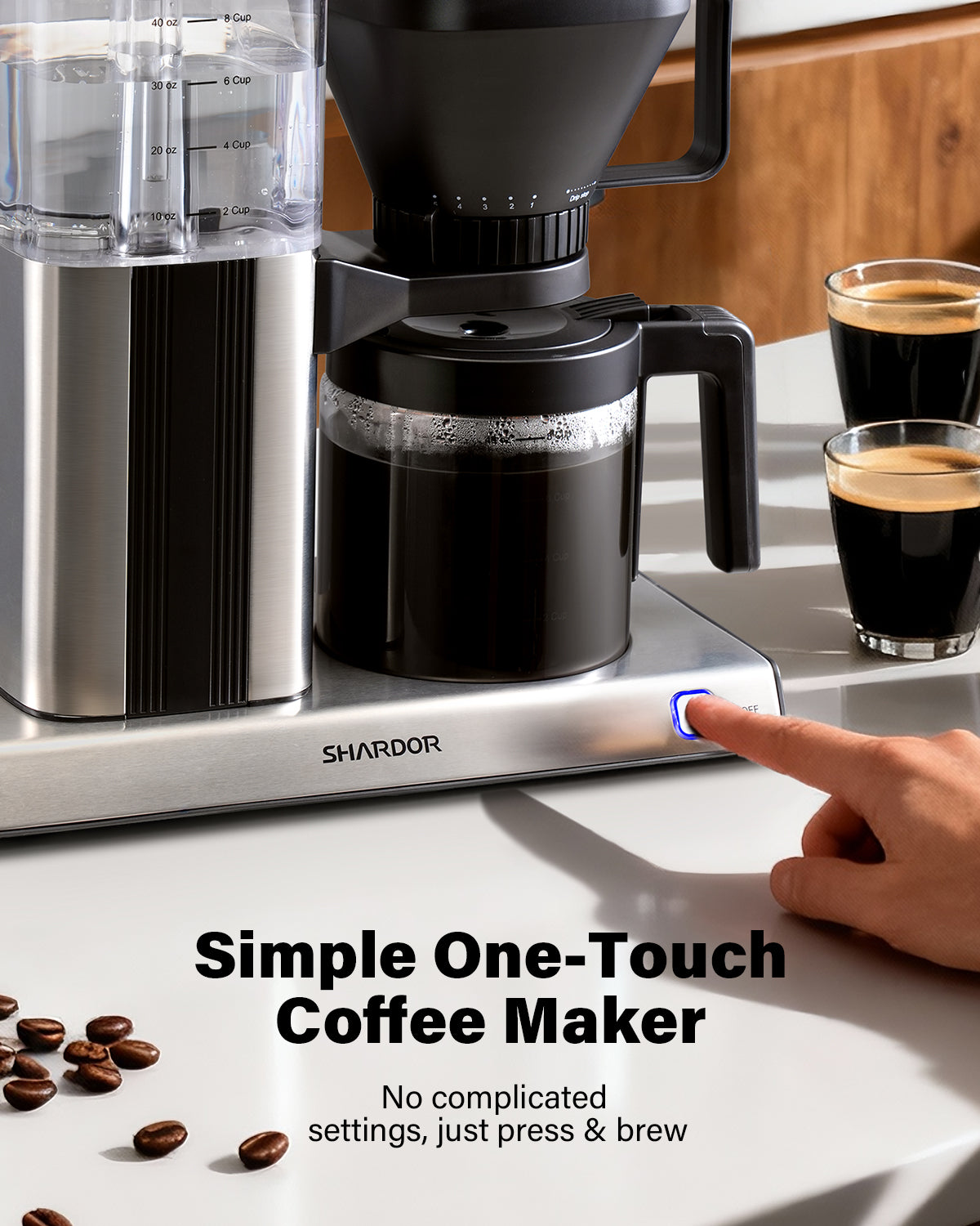 One-Touch Grind & Brew Coffee Maker | Burr Grinder - Shardor