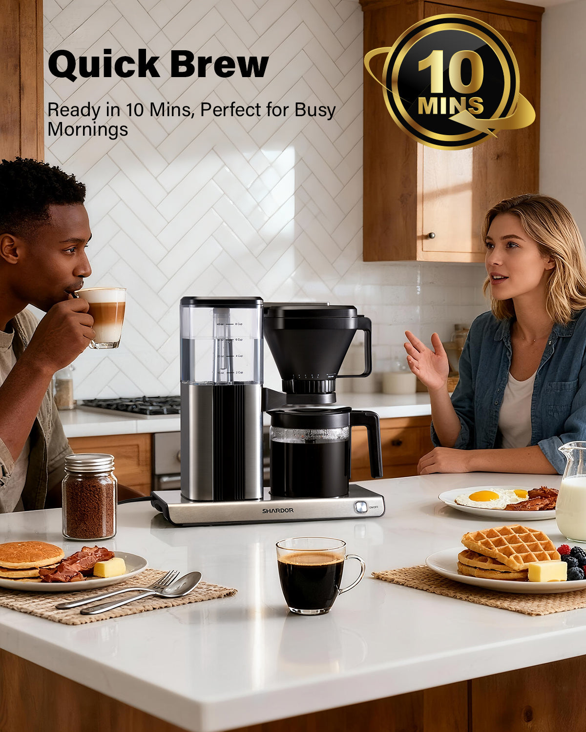 SHARDOR Coffee Burr Grinder with Reusable Filter and Glass Coffee Pot