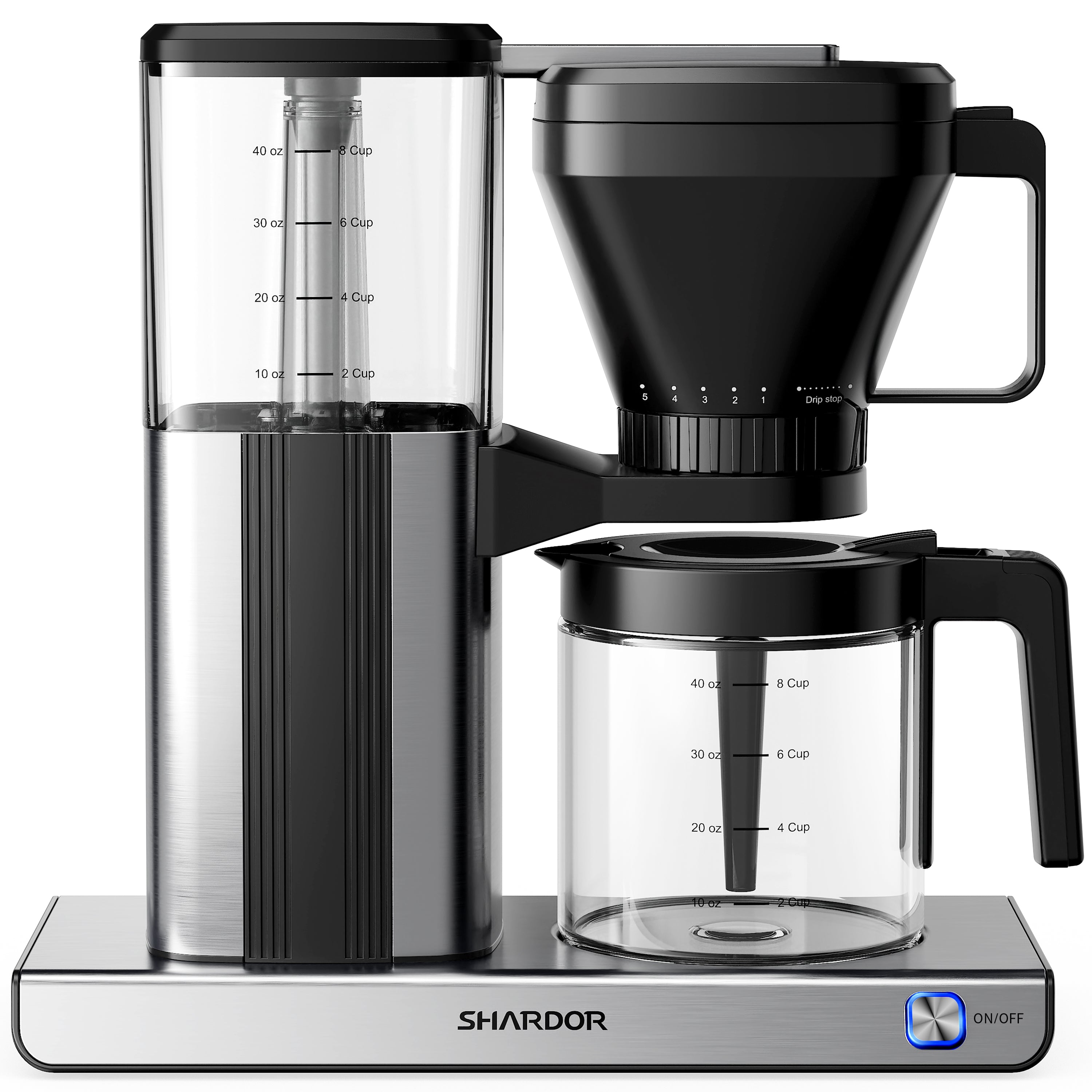 SHARDOR Coffee Burr Grinder with Reusable Filter and Glass Coffee Pot