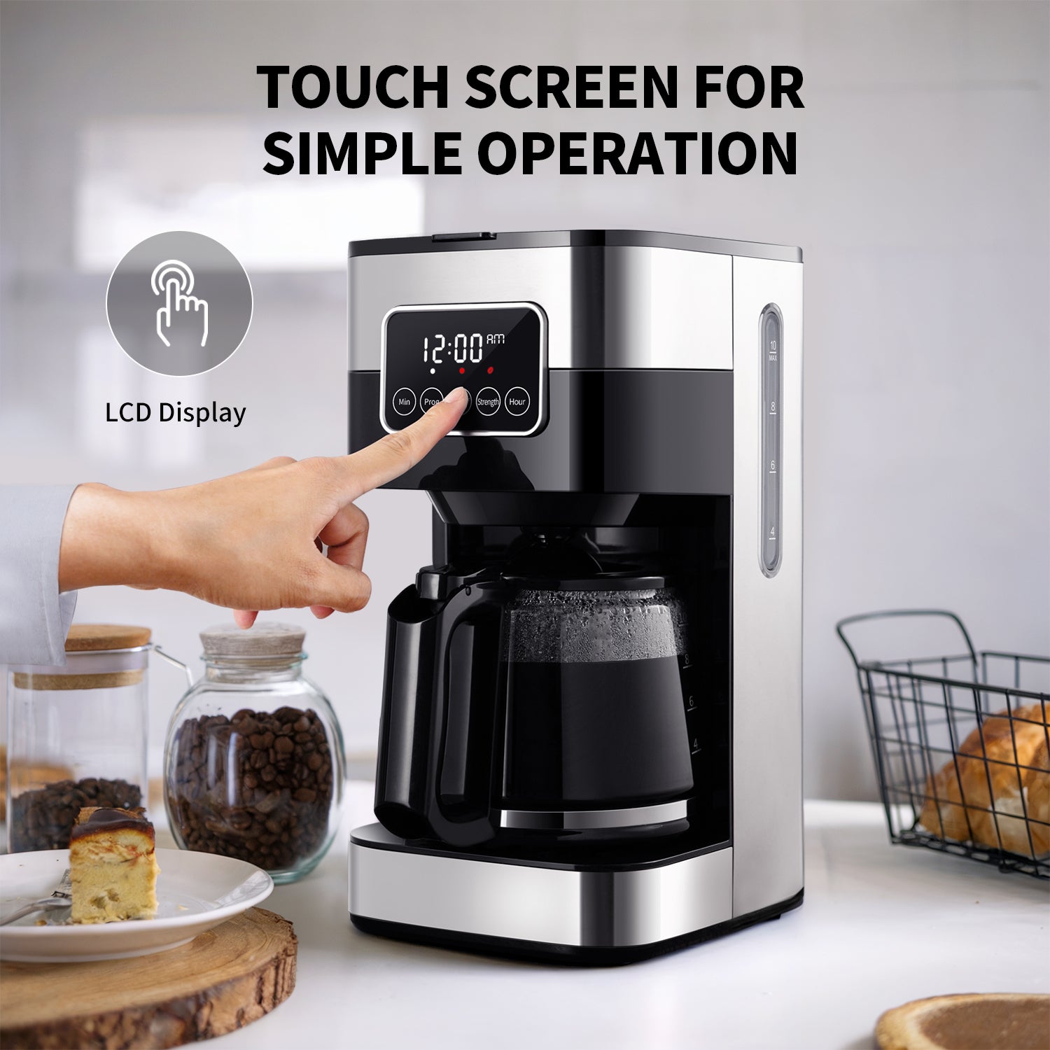 SHARDOR® Drip Coffee Machine with Timer,Silver & Glass Pot