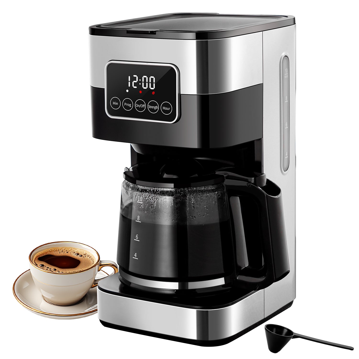 SHARDOR® Drip Coffee Machine with Timer,Silver & Glass Pot