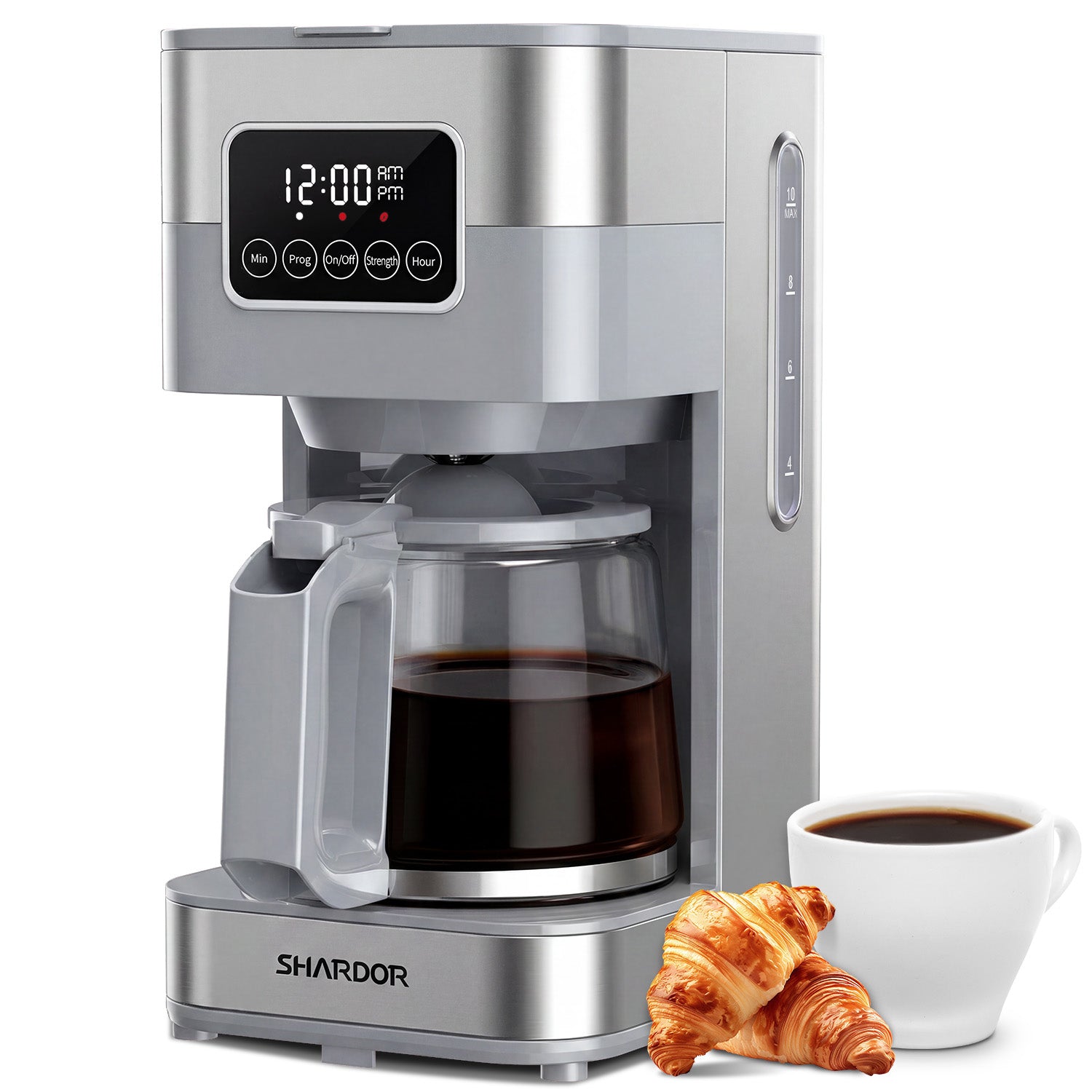 SHARDOR Drip Coffee Machine with Timer, Gray & Glass Pot