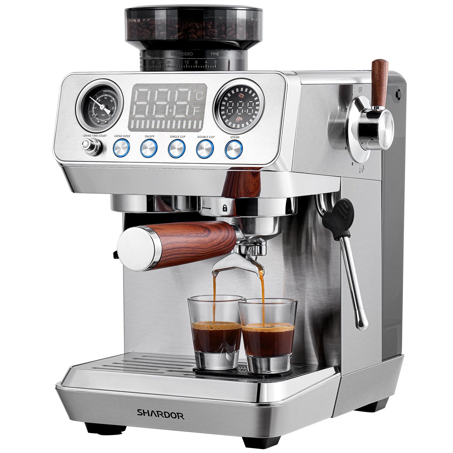 SHARDOR 20 Bar Espresso Machine with Built-In Grinder,
