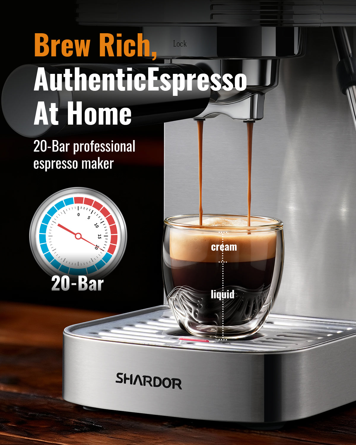 SHARDOR Espresso Machine 20 Bar with Touchscreen Adjustable