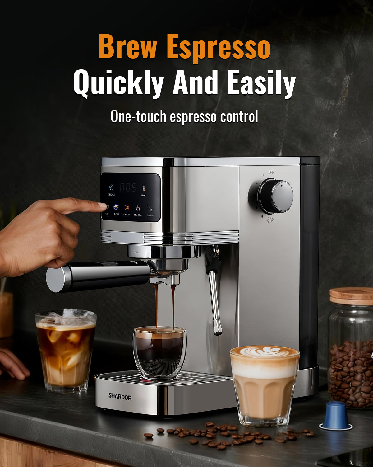 SHARDOR Espresso Machine 20 Bar with Touchscreen Adjustable