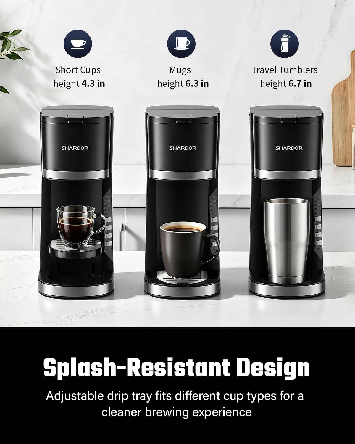 SHARDOR Mini Single Serve Coffee Maker for K-Cup Pods & Grounds