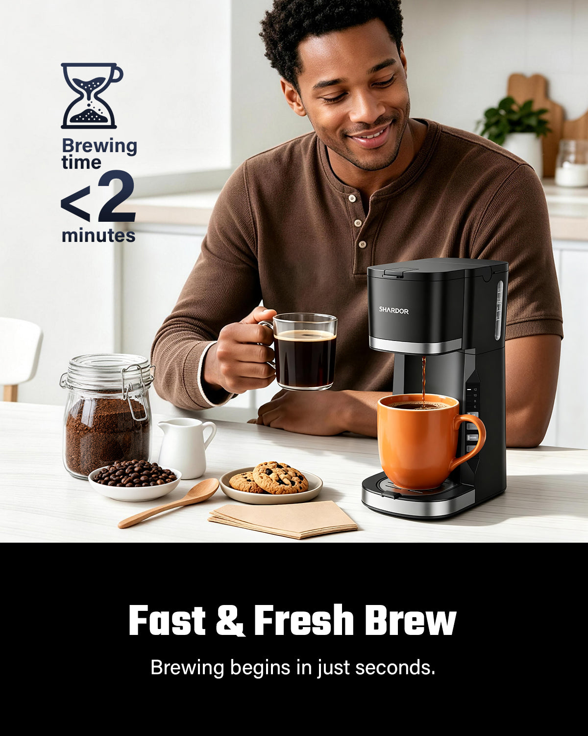 SHARDOR Mini Single Serve Coffee Maker for K-Cup Pods & Grounds